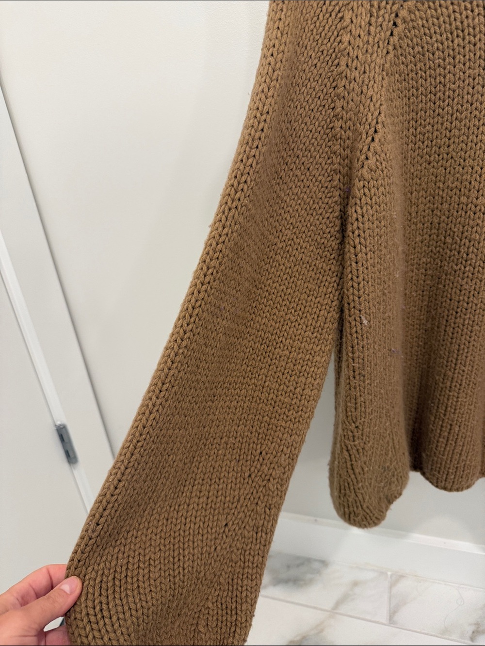 Zara Chunky Crewneck Sweater in Camel Brown - Picture 4 of 8